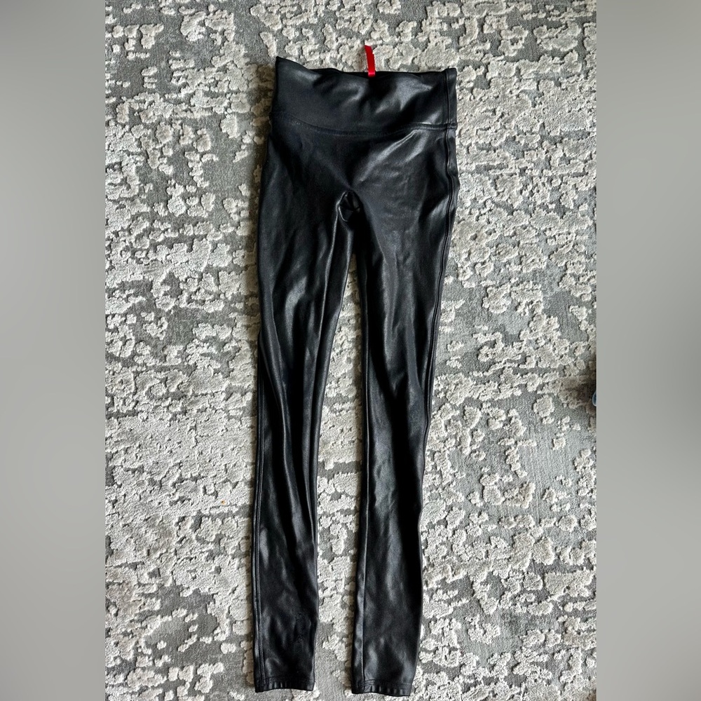 Spanx XS Leather Shimmer Leggings